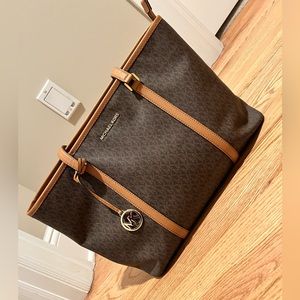 AUTHENTIC Large Michael Kors Handbag — Dark Chocolate/Chestnut MK Pattern